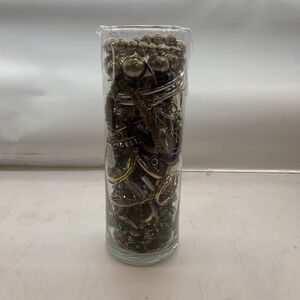 Mystery Glass Jar Of jewelry  3.2 lbs mixed lot
